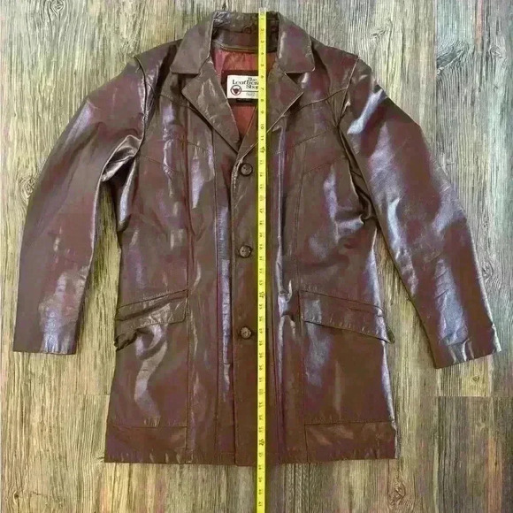 Vintage Sears The Leather Shop Brown Leather Jacket Mens Size 42 X-Tall Zip Out - Picture 4 of 14